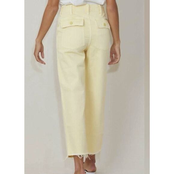 MOTHER Straight Patch Pocket Ankle Fray Jeans, Size 28, Butter Yellow Fall Denim - Picture 3 of 16